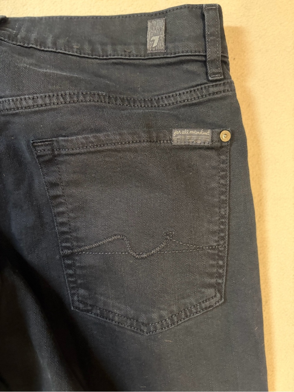 7 For All Mankind Men’s Navy Jeans - Classic Back Pocket Stitch